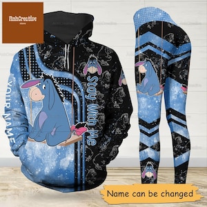 Sudadera con capucha y leggings de Ígor de Disney, sudadera con capucha personalizada de Winnie Pooh, sudadera con capucha de burro Ígor, leggings de dibujos animados para mujer, regalo para él o ella.