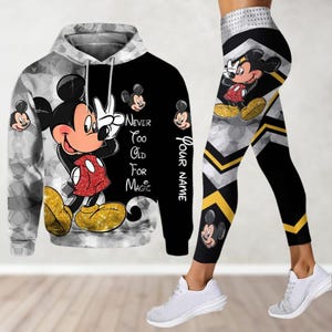 Custom Mickey Mouse Hoodie And Leggings, Disney Character Shirt, Mickey Never Too Old For Magic Hoodie For Women Men, Disneyworld Gift