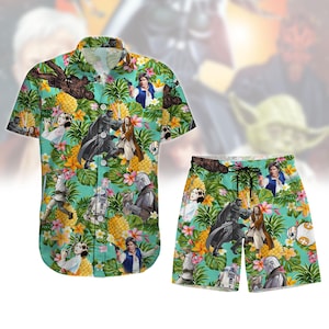 Star Wars Button Shirt, Men Shorts, Starwars Hawaiian Summer Beach Shirt, Disney Movie Tropical Shirt, Disneyland Hawaii Aloha Shirt