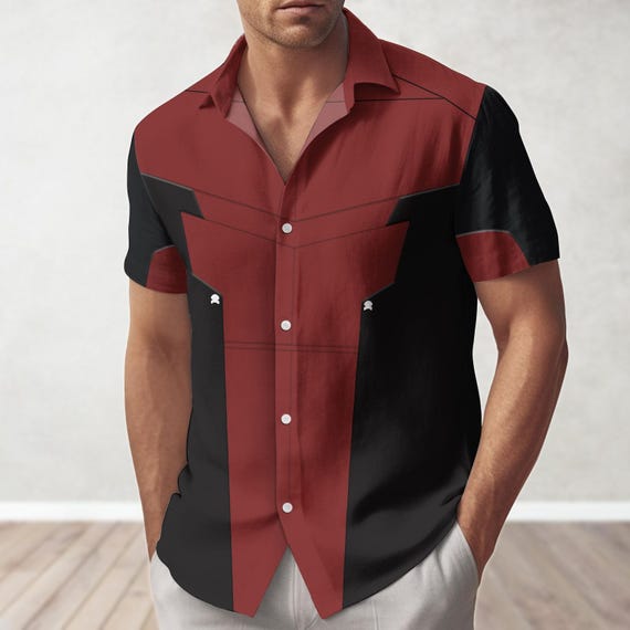 deadpool dress shirt Halloween Deadpool Cosplay Costume, Superheroes Hawaiian Shirt, Deadpool  Men's Shorts, Movie Button Up Shirt, Wade Wilson Lover Gifts