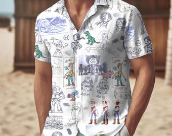 Toy Story Hawaiian Shirt, Disney Shirt, Toy Story Family Shirt, Disney Woody Buzz Jessie Bullseye Rex Button Shirt, Disney Trip Shirt