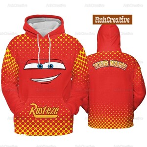 Personalized Disney Pixar Cars Lightning Mcqueen Hoodie, Mcqueen Costume Cosplay, Disney Car Hoodie, Disney Pixar Hoodie, Movie Lover Gifts