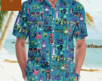 Haunted Mansion Button Shirt, Hitchhiking Ghosts Shirt, Haunted Mansion Hawaiian Shirt, Disney Vacation Shirt, Movie Halloween Shirt