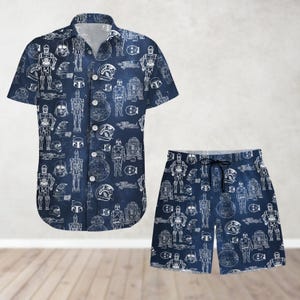 Retro Disney Star Wars Shirts Star Wars Button Shirt And Shorts, Disney World Shirt, Disney Family Shirt, Star Wars Hawaiian Shirt
