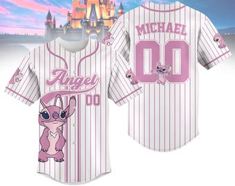 Camiseta de béisbol de rayas de ángel personalizada, camiseta de béisbol de Lilo y Stitch de Disney, camiseta de Disneyland, camiseta de Disneyworld, regalos de Magic Kingdom
