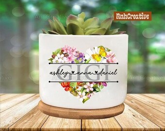 Flowers Plant Pot, Custom Mom Grandma's Garden Flower Pot, Mother's Day Gifts, Gifts For Mom, Grandma, Flower Pot, Mothers Day Gift