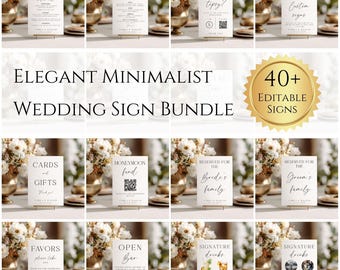 Elegant Wedding Sign Bundle, Minimalist Wedding Sign Bundle, Modern wedding Signage Template Bundle, Digital Download Wedding Signage BD026