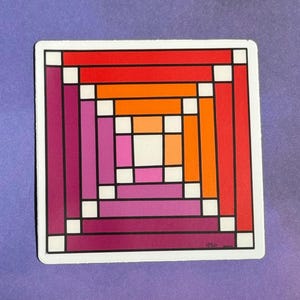 Lesbian Pride Flag Quilt Block Sticker, 3&quot; x 3&quot;