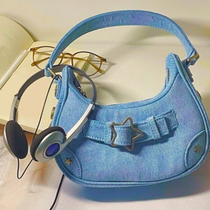 Y2k Shoulder Handbag, Leather Star Design