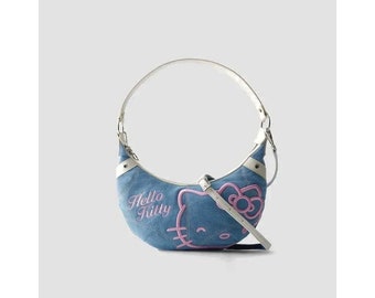 Leuke Hello Kitty Denim schoudertas, Y2k schoudertas