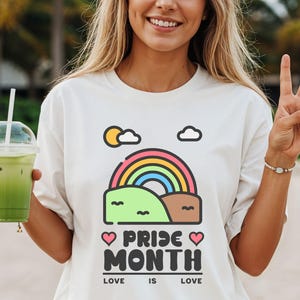 Comfort Colors® Pride Month Shirt | Love Is Love Rainbow LGBTQ Tee | Cute Minimal Pride Shirt | Colorful Inclusive Equality T-Shirt