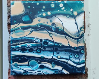 Tableau acrylique pouring 20x20