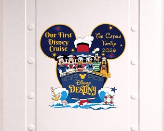 Imán personalizado del crucero Disney Destiny, imán familiar de nuestro primer crucero Disney, decoración para puerta Disney 2026
