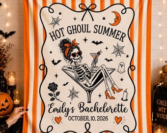 Halloween Bachelorette Banner, Spooky Party Backdrop, Custom Bride Name Sign, Bridal Shower Banner, Halloween Bachelorette Decor