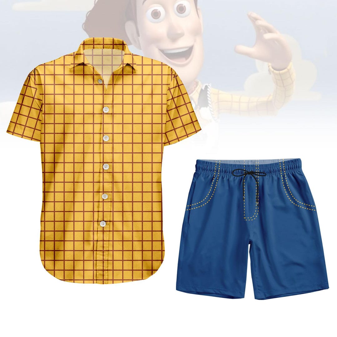Woody Costume Button Shirt And Shorts Set Toy Story Cowboy Outfit Woody Costume Button Shirt And Shorts Set Toy Story Cowboy Outfit