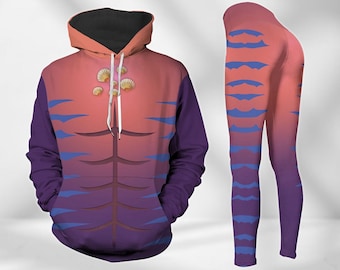 Tamatoa Moana kostuum hoodie, Tamatoa Moana legging, Moana filmpersonages cosplay, Disney kostuum voor haar, Disney schurk yoga broek