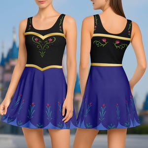 Anna Frozen Costume Skater Dress, Princess Anna Cosplay Outfit, Disneybound Frozen Dress for Women, Fairytale Party Dress, Frozen Dress