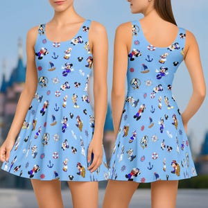 Disney Cruise Skater Dress, Nautical Disney Dress Vacation, Family Disneybound Outfit, Cruise Group Matching Dress, Disney Trip Look