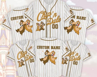 Custom Chip And Dale Matching Baseball Jersey, Matching Disney Jerseys, Disney Game Day Baseball Jersey, Chipmunk Couple Jersey Shirt