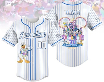 Disneyland 70th Anniversary Baseball Jersey, Donald Duck Disney Shirt, Disneyland Fan Apparel, Disney Team Jerseys, Family Vacation Tee