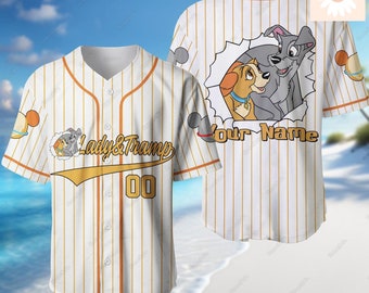 Halloween Lady Tramp Jersey Shirt, Custom Baseball Shirt, Disney Dog Baseball Jersey, Dog Lovers Gift, Lady And Tramp Shirt, Movie Jersey