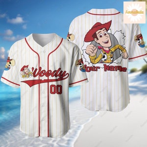 Halloween Woody Jersey Shirt, Toy Story Baseball Jersey, Toy Story Characters Baseball Outfit, Personalized Shirt, Cartoon Baseball Jersey