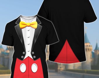 Mickey Mouse-T-shirt kostuum, Disney Mickey-cosplayshirt, T-shirt Disney-personage, Disney Marathon-outfit, Mickey Mouse smokingshirt