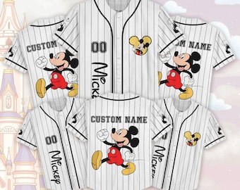 Custom Mickey Mouse Baseball Jersey, Mickey Mouse Matching Outfit, Disneyland Trip Kid Adult Jersey, Magic Kingdom Jersey Shirt