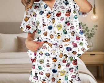 The Muppet Show Satin Pajamas, Kermit The Frog Pajamas Set, Miss Piggy Silk Pajamas, Funny Muppets Pajamas Women, Muppet Pajamas Shorts
