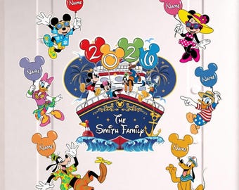 Imán personalizado de Disney Cruise Line, decoración personalizada para la puerta del crucero familiar de 2026, imán de vacaciones de Mickey y sus amigos.