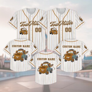 Personalized Mater Cars Baseball Jersey, Tow Mater Disney Shirt, Pixar Radiator Springs Jersey, Route 66 Tee, Gift for Disney Car Lover