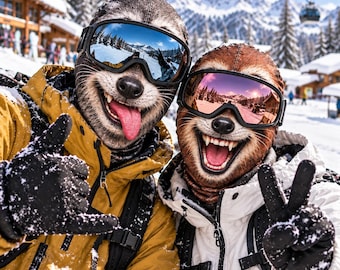 Funny Pet Face Mask, 3D Dog Cat Ski Balaclava, Realistic Animal Face Cover, Gag Gift For Ski Friends, Winter Snowboard Party Gear Mask