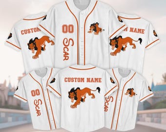 Custom Scar The Lion King Baseball Jersey, Disney Villain Cosplay Shirt, Disney Lion King Outfit, Evil Uncle Tee, Family Trip Jersey