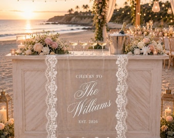 Custom Lace Sheer Wedding Bar Sign, Romantic Wedding Drink Station Decor, Minimalist Wedding Cocktail Decor, Anniversary Party Decor