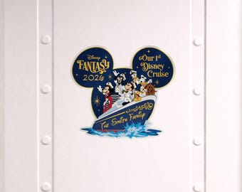 Imán personalizado del crucero Disney Fantasy 2026, imán personalizado para la puerta de vacaciones familiares, decoración para nuestro primer viaje a Disney.