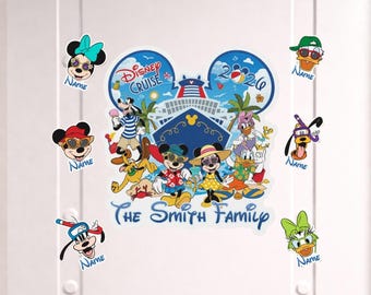 Imán personalizado de Disney Cruise Line, imán para puerta de crucero familiar, decoración para las vacaciones de Mickey y sus amigos de 2026