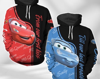 Lightning McQueen And Sally Hoodie, Custom Disney Matching Couple Hoodie, Valentines Day Gift, Couples Outfits, Honeymoon Gift