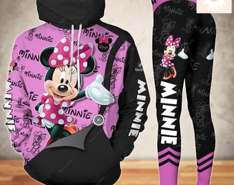 Halloween Minnie Hoodie, Cute Cartoon Leggings, Minnie Costume Hooodie, Disney Characters Yoga Pants, Leggings  For Girl, Birthday Gifts