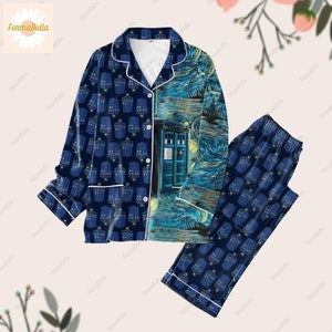 Set pigiama di Halloween Doctor Who, pigiama di Doctor Who Tardis, pantaloni pigiama Doctor Who, pigiama per feste, pigiama della serie TV Doctor Who