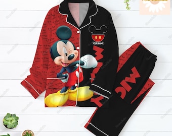 Conjunto de pijama de Mickey para Halloween, pijama de Disney Mouse, pijama de Mickey para mujer, pantalones de pijama de película de dibujos animados, pijama de manga larga
