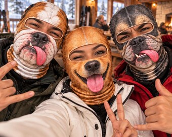 Funny Ski Balaclava, Photo Dog Face Mask, Realistic Puppy Winter Cover, Novelty Gift For Friends, Ski Resort Party Face Mask Gift Gear