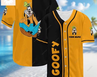 Halloween Personalized Goofy Baseball Jersey, Disney Dog Baseball Shirt, Custom Name Kid Adult Jersey Shirt, Mouse And Friends Shirt