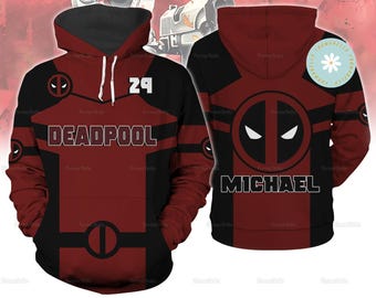 Halloween Deadpool Kostüm Hoodie, Benutzerdefinierte Deadpool T-Shirt, Deadpool und Wolverine Shirt, Superheld Shirt, Halloween Herrenkostüm