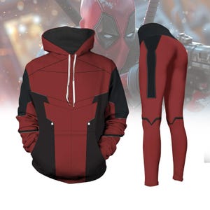 Halloween Costume, Deadpool Hoodie, Leggings For Women, Superhero Cosplay Costume, Deadpool Outfit For Her, Gift For Wife, Wade Wilson