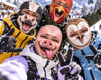 Photo Animal Face Ski Mask, 3D Funny Animal Balaclava, Realistic Dog Cat Snow Mask, Gag Gift For Skiing Friends, Winter Snowboard Gear