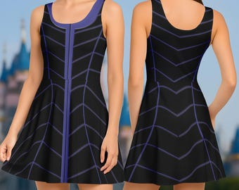 Maleficent Costume Skater Dress, Sleeping Beauty Villain Dress, Halloween Disneybound Outfit, Evil Queen Dress, Disneyland Trip Dress