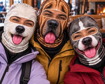 3D Dog Face Ski Mask, Funny Puppy Balaclava, Realistic Animal Face Cover, Novelty Ski Trip Gift, Winter Snowboard Party Mask, Gift Set