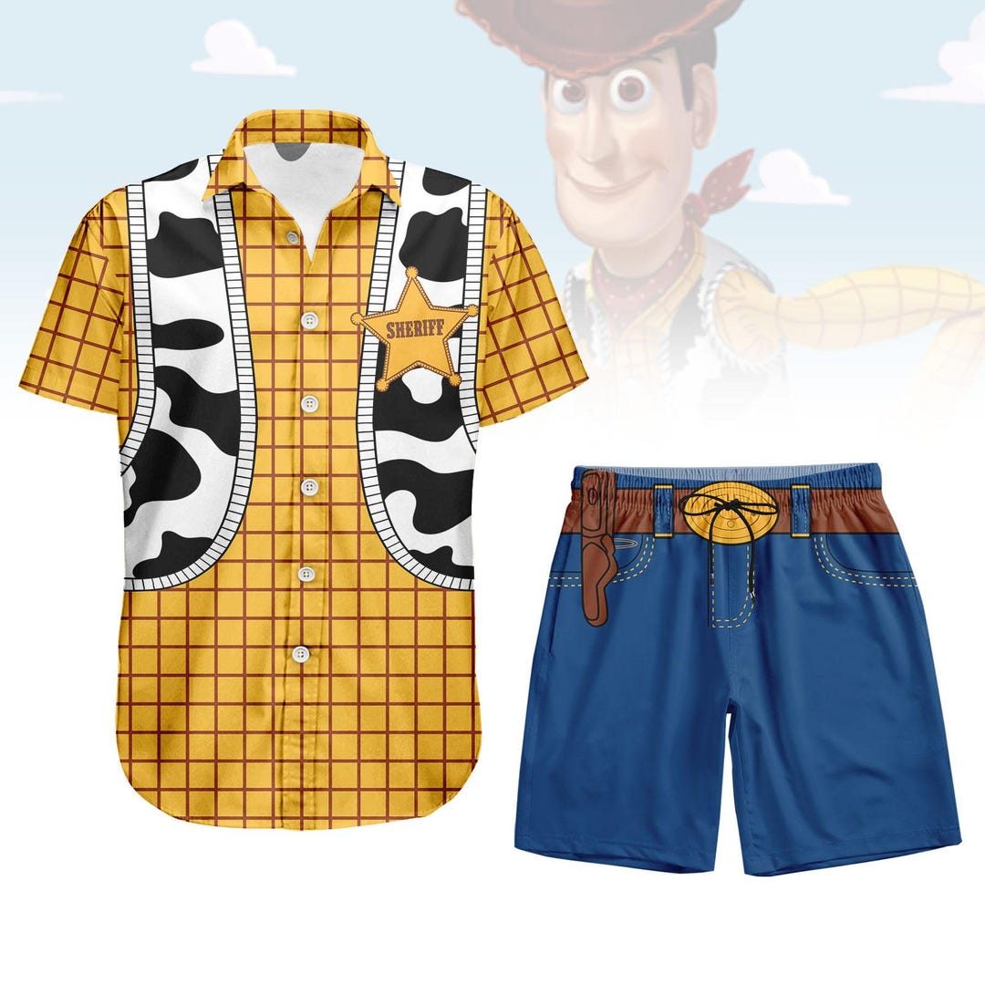 Woody Cosplay Button Shirt And Shorts Set Toy Story Cowboy Costume Woody Cosplay Button Shirt And Shorts Set Toy Story Cowboy Costume