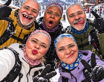 3D Face Ski Mask, Funny Old Man Balaclava, Realistic Human Face Mask, Photo Funny Ski Mask, Gag Gift for Skiers And Snowboarders