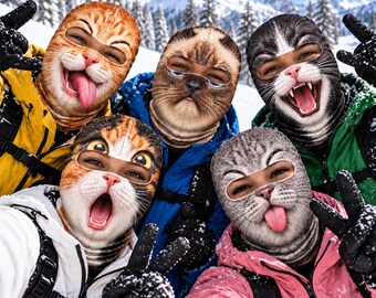 Realistic Pet Balaclava, 3D Funny Animal Ski Mask, Cat Snow Mask, Hilarious Winter Gift for Skiers, Snowboard Party Face Cover